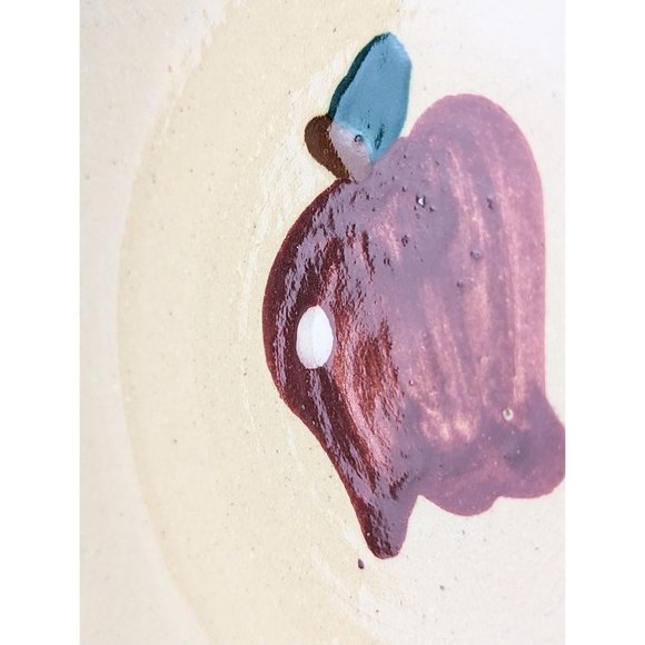 Handmade 6.5" Stoneware Bowl Red Apple Rustic Farmhouse Country Studio Pottery - Picture 3 of 10